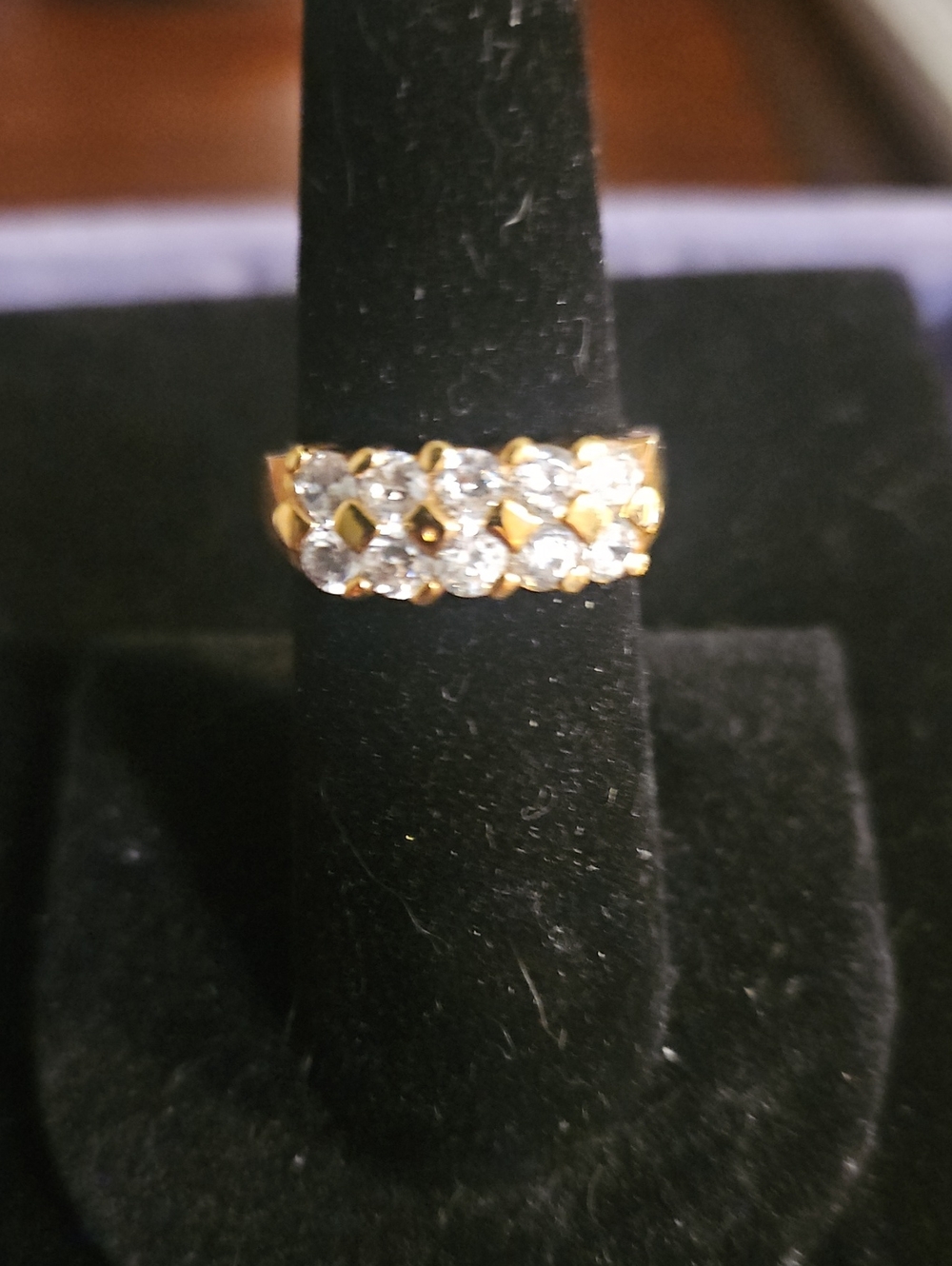 Gold Tone Women's Crystal Band Ring - Sparkling Clear Stones